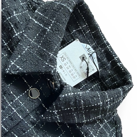 NWT Zara tweed black and white short sleeve dress XS - Picture 2 of 8